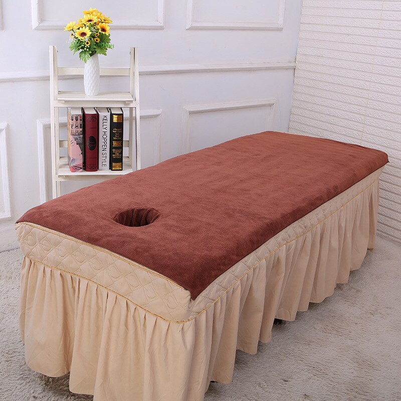 Zacht Microfiber Schoonheidssalon Badhanddoek 80X180Cm Bed Handdoek Met Gat Massage Laken: Brown