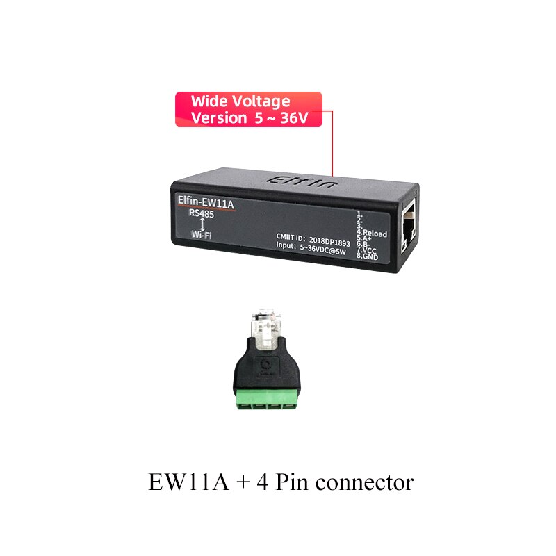 Serial Port RS485 to WiFi Serial Device Server Elfin-EW11 Support TCP/IP Telnet Modbus TCP Protocol IOT Data Transfer Converter: EW11A With connector