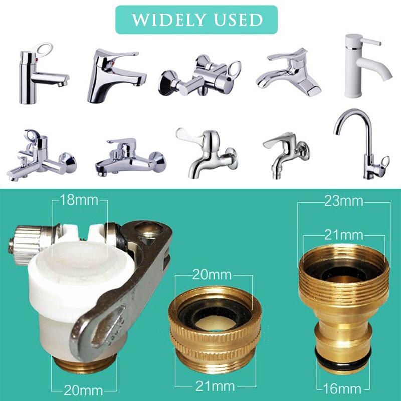Universal 3-in-1 Brass Hose Tap Connectors Set Convertible Faucet Connector