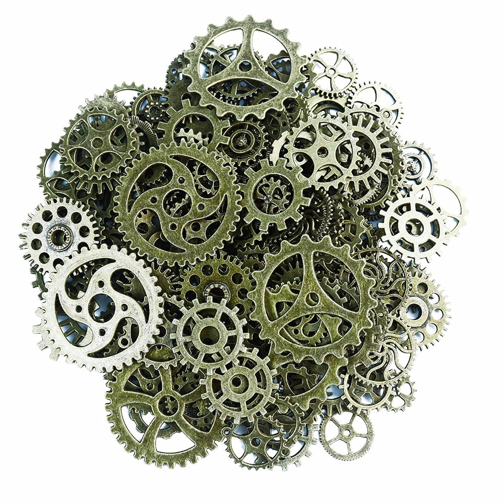 120g Über 100 pcs/lot Vintage Metall Gemischt Getriebe Schmuck, Die Diy Steampunk Getriebe Anhänger Charms Bronze Armband zubehör