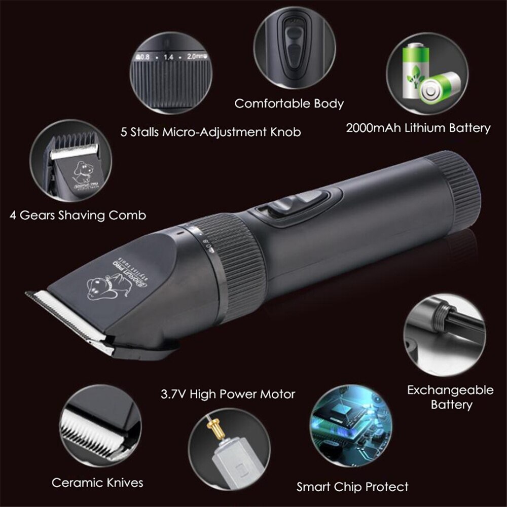 BaoRun Professinal Electric Pet Clipper Dog Hair Clippers Grooming Machine For Dogs Cat Cordless Trimmer Shaver Pets Haircut Kit