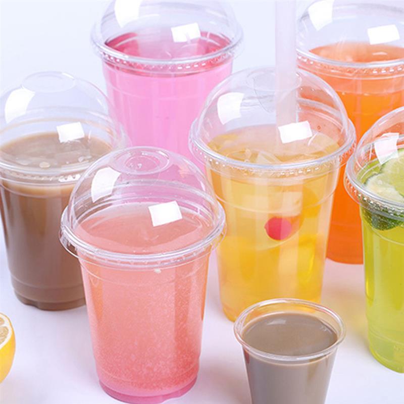 50 stk. 380ml engangskopper klare plastikkop med låg engangspapir engangs med låg med hul