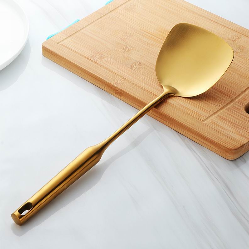 Espátula de acero inoxidable de , utensilios de cocina, cuchara de metal para sopa, juego de espátulas, espátula giratoria para Cocina: 1 Gold Turner