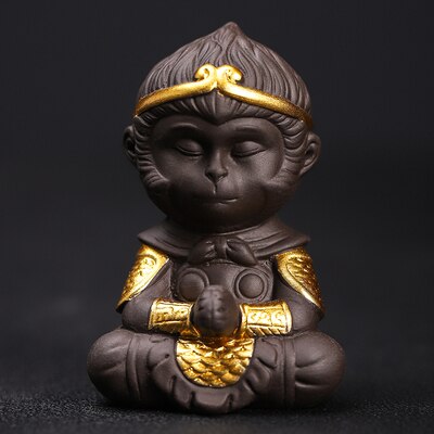 Ceramics Monkey King Monkey King tea pet ornaments Car accessories tea play fish tank landscaping tea tray tea set accessories: Large B