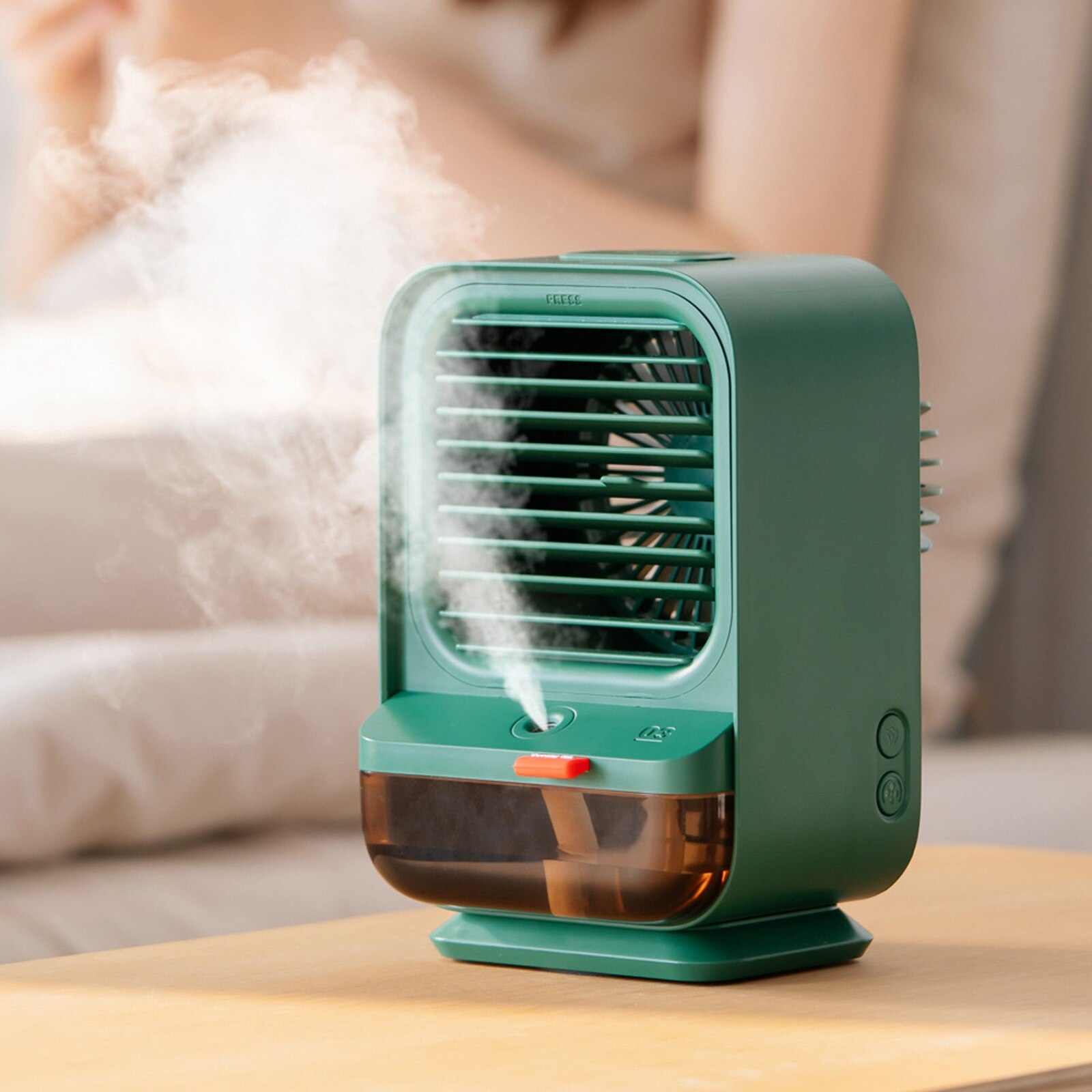 USB Portable Air Cooler Fan Air Conditioner Night Light Desktop Air Cooling Fan 3 in 1 Refrigeration Humidification Purification