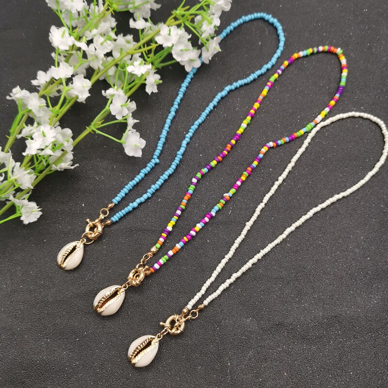 JCYMONG-gargantilla de 17 colores con cuentas para mujer, collar con colgante de conchas Bohemias de cauri, joyería de playa para mujer