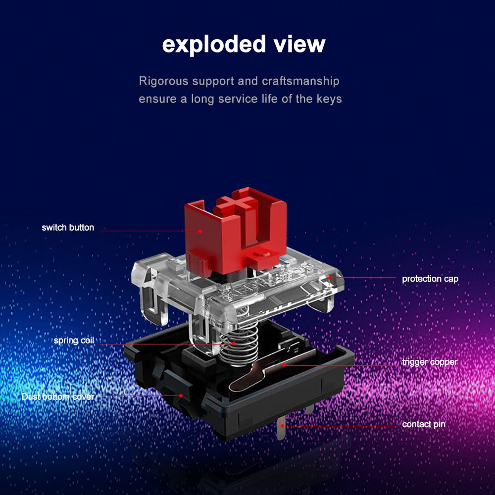 REDRAGON SMD RGB MX Low Profile 5.5 Switch 3Pin Clicky Linear Tactile Silent Mechanical Keyboard Red Black Blue Brown Switche