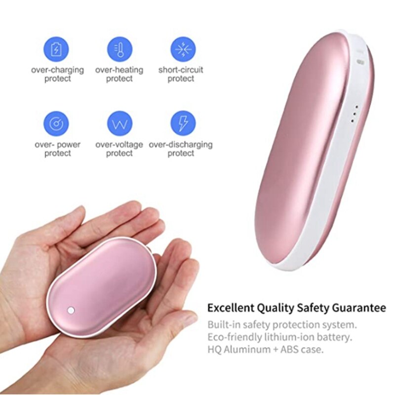 Rechargeable Hand Warmers, Powerbank Reusable Hand Warmers, Portable USB Hand Warmer Heater Battery Pocket Warmer-ABUX