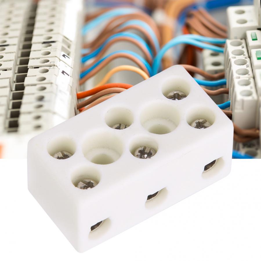 10pcs 3 Way 24A Ceramic Terminal Block Wire Connector High Temperature Resistant Porcelain Terminal Block