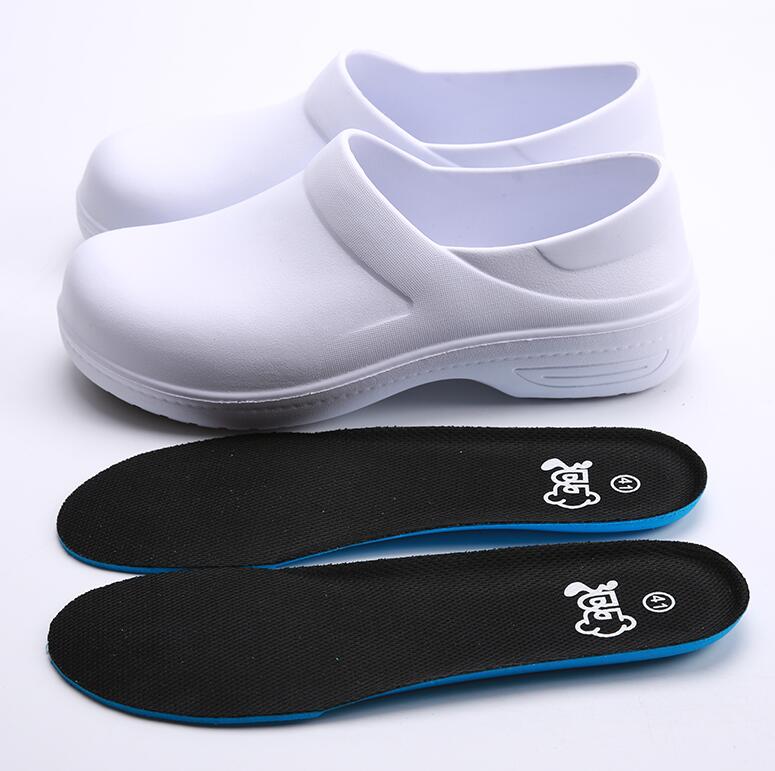 EVA-zapatos de trabajo antideslizantes para cocina, Sandalias planas, impermeables, a prueba de aceite, para Chef, maestro, cocinero, Hotel, restaurante: Blanco / XS