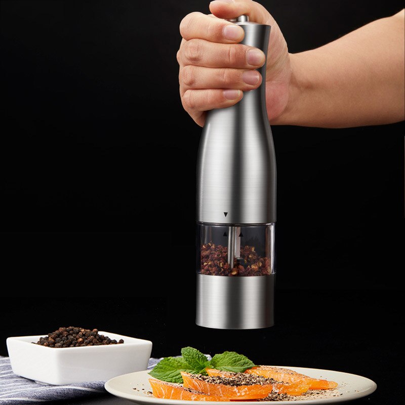 Electric Pepper Mill Stainless Steel Salt and Pepper Grinder Adjustable Ceramic with LED Light Automatic Spice Mill Home Tools