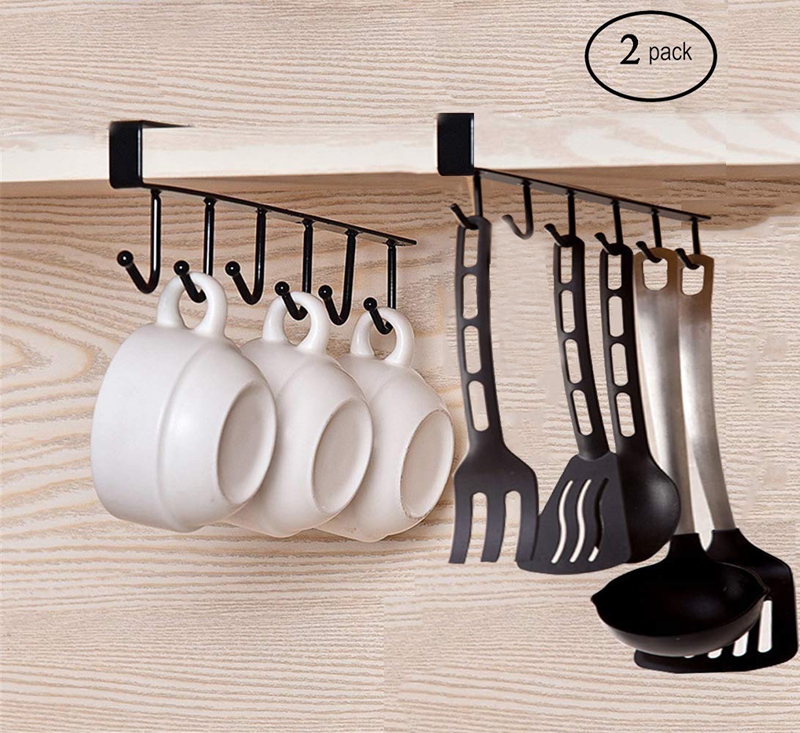 Novo 2 pçs caneca ganchos copos vinho óculos de armazenamento ganchos utensílios de cozinha laços cintos e cachecol pendurado gancho rack titular sob gabinete c