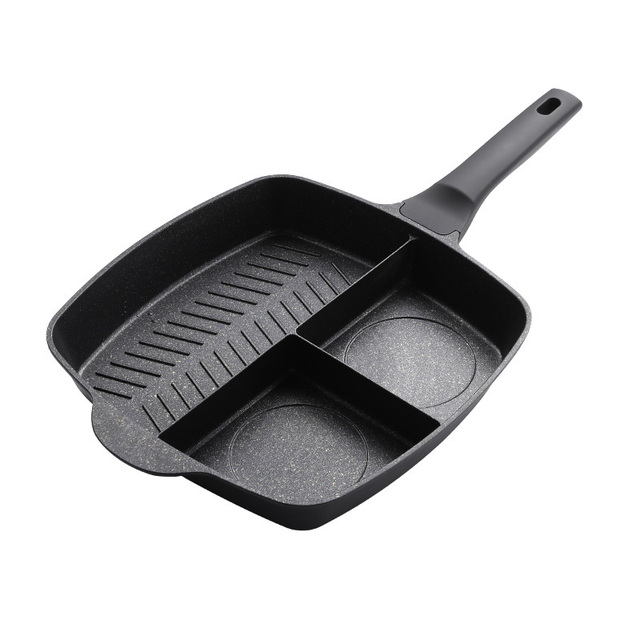 Sartén antiadherente 3 en 1 para hacer crepes, olla wok de cocina coreana, utensilios de cocina para desayuno, sartén para huevos: A