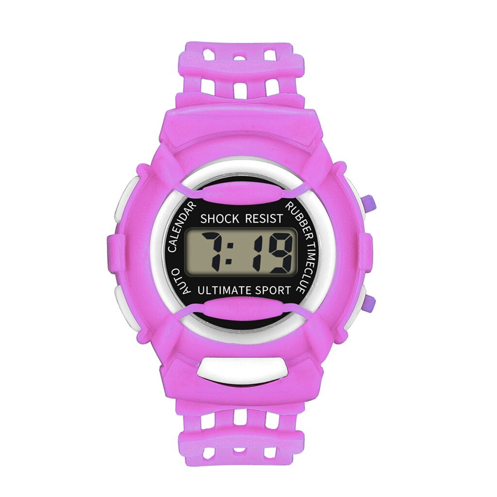 Waterdichte Kinderen Horloges Meisje Digitale Led Sporthorloge Kids Alarm Datum Mooie Horloge Kids School Erkek Kol Saati: Purple