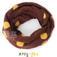Schattige stippenprint kinder infinity sjaal winter breien meisjes jongens ring sjaals baby nekwarmer: Koffie
