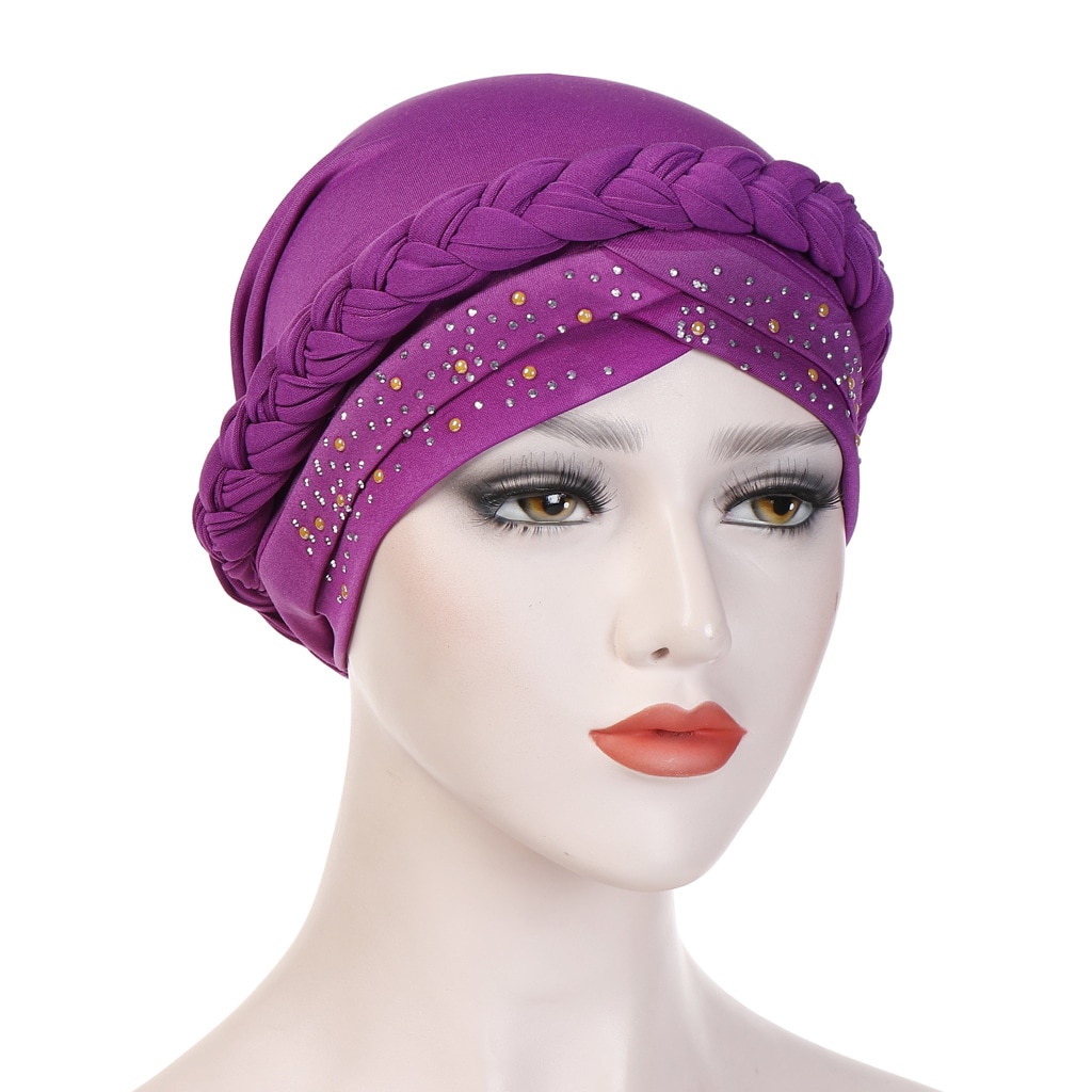 Bohemia Style Women Turban Hat Braid Knot Lady Head Scarf Hijab Muslim Inner Hijab for Women Hair Accessories Hair Loss
