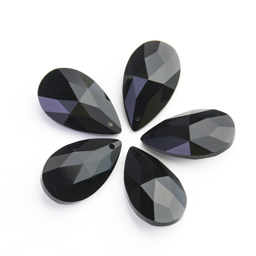 5Stck 28mm Waterdrop Kronleuchter Kristalle für Niedrige Decke Prismen Sonne Fänger Facettierte Glas Perle Vorhang Anhänger DIY Schmuck, der: Schwarz