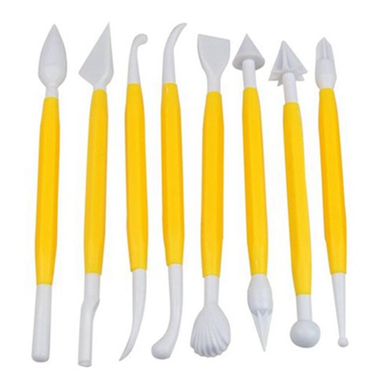 ire Cake Decorating Sugarcraft Modelling Tools Kit 8 Pieces Yellow with Cake Fondant Icing Smoother Decorating Polisher for S