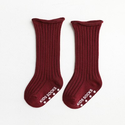 Baby Socken Neugeborenen Anti-Unterhose Boden Socken Knie Hohe Strümpfe Baumwolle Herbst Winter Mädchen Kleinkinder Rohr freundlicher Kleinkind socken: Wein rot