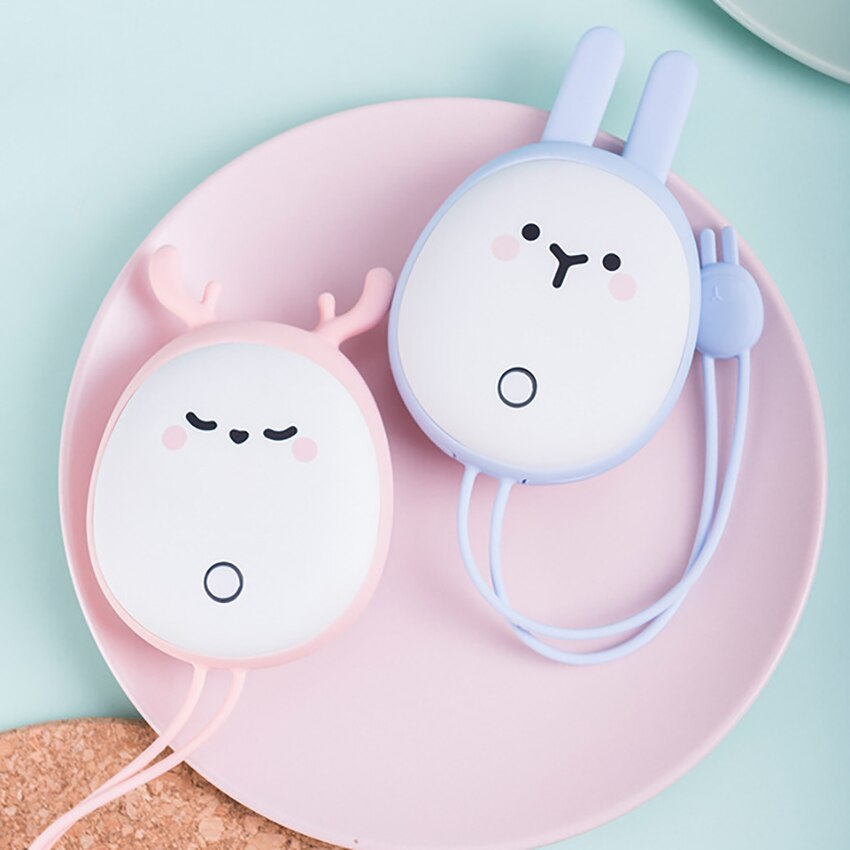 Portable Cute USB Rechargeable Hand Warmers Heater Pocket Mini Cartoon Power Bank 6000mAh Handy Heater Warmers Dual Purpose