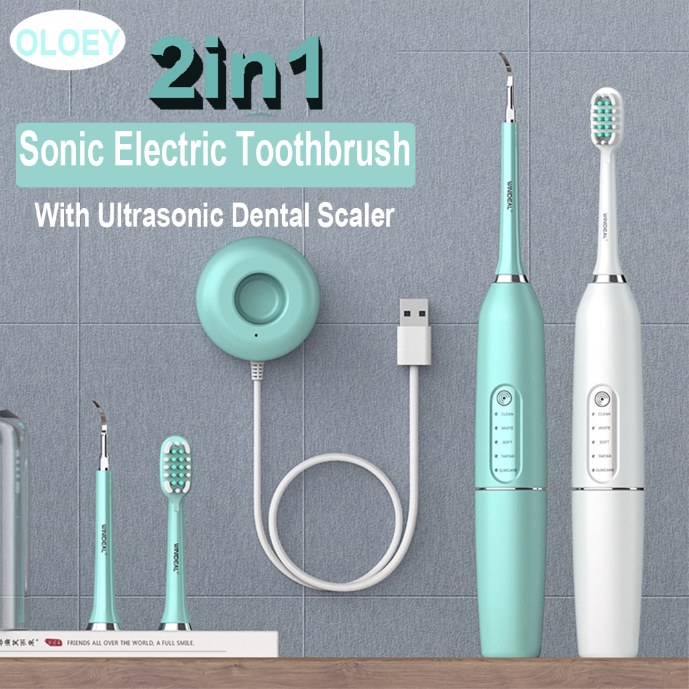 Sonic Electric Toothbrush USB Tooth Cleaner Ultrasonic Dental Scaler Calculus Tooth Brushes With Heads cepillo electrico dientes