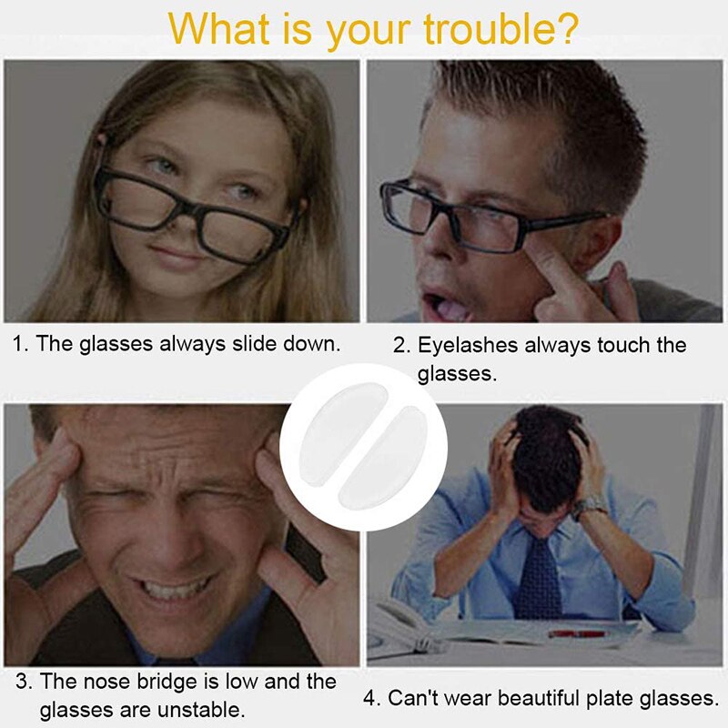 10 Pair Glasses Nose Pads Adhesive Silicone Nose Pads Non-slip White Thin Nosepads for Glasses Eyeglasses Sunglasses