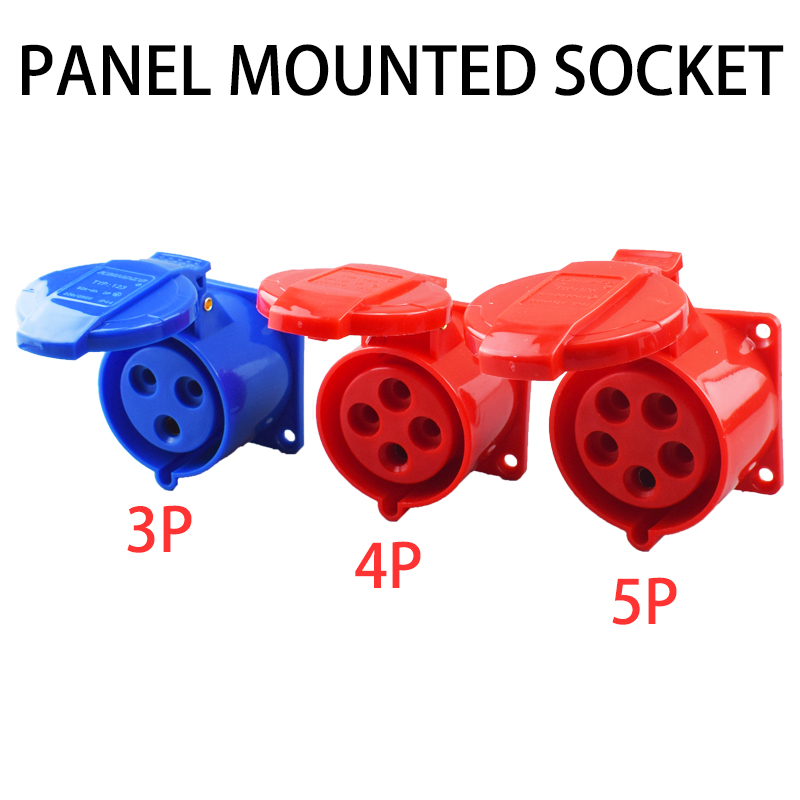 IP44 Industrial Plug and Socket Waterproof Connector 3PIN 4PIN 5PIN 16A/32A Waterproof Electrical Connection Wall Mount Socket: Lavender / Under 5Pcs / 4P