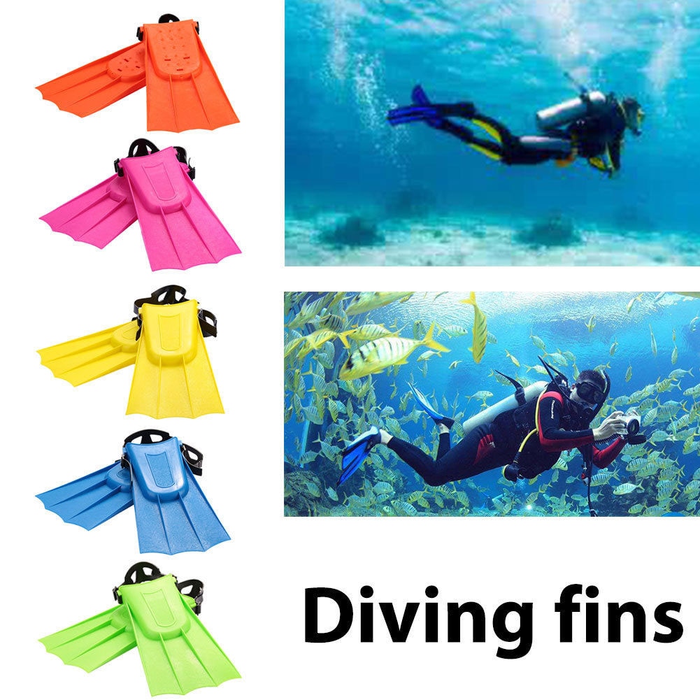1 Pair Adult Snorkeling Diving Short Fins Swimming Flippers with Adjustable Heel Swimming Fins Kids Flippers Equipment Water Fin