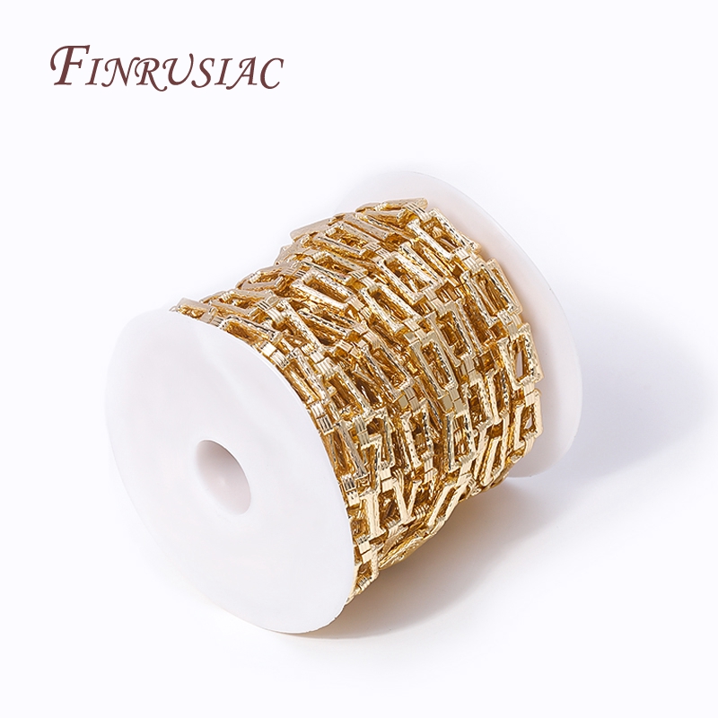 Cadenas grandes y gruesas de Metal de latón chapado en oro de 14K para hacer accesorios de collares, cadenas para hacer joyería DIY, varios estilos