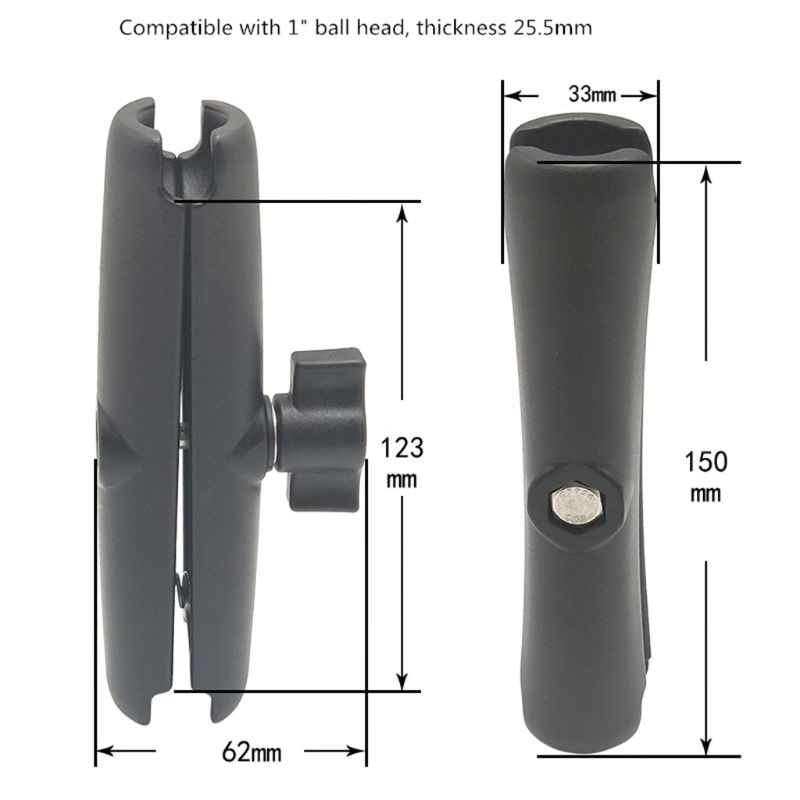 15CM Length Aluminium Alloy Double Socket Arm for RAM with 1Inch Ball Base Mount Motorcycle Camera Extension Arm