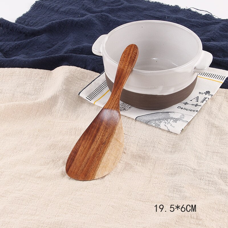 Vacclo træske lang håndtag køkkenredskaber non-stick pan spatel stor suppe ske resuable bordservice leverer: Ris ske