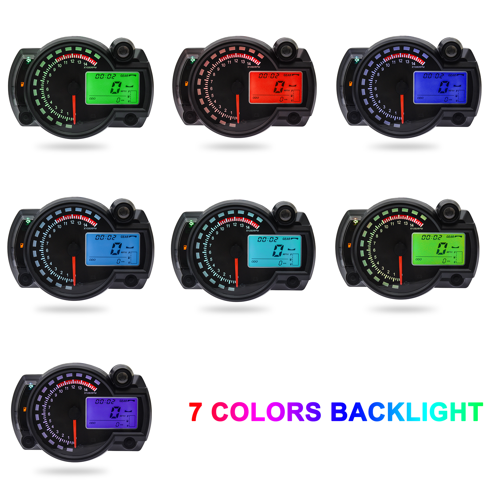 Einstellbare 7 Farben LCD Digital Universal- Tacho Motorrad Kilometerzähler Meter MAX 299 KM/H Motorrad Moto Armaturenbrett Zubehör