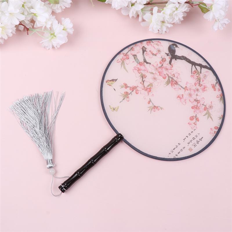 Vintage Hand Fan Chinese Style Dance Hand Fan Simulate Flower and Bird Fan Wooden Handle Hanfu Dress Up Accessary Painting Fan