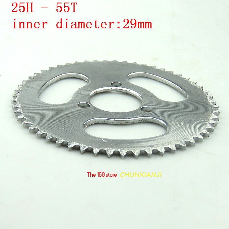 Super Rear Sprocket 25H 55T 29mm 55 Tooth Silver For 47cc 49cc Pocket Bike Mini ATV Moped Scooters Pit Dirt Motard and Bike