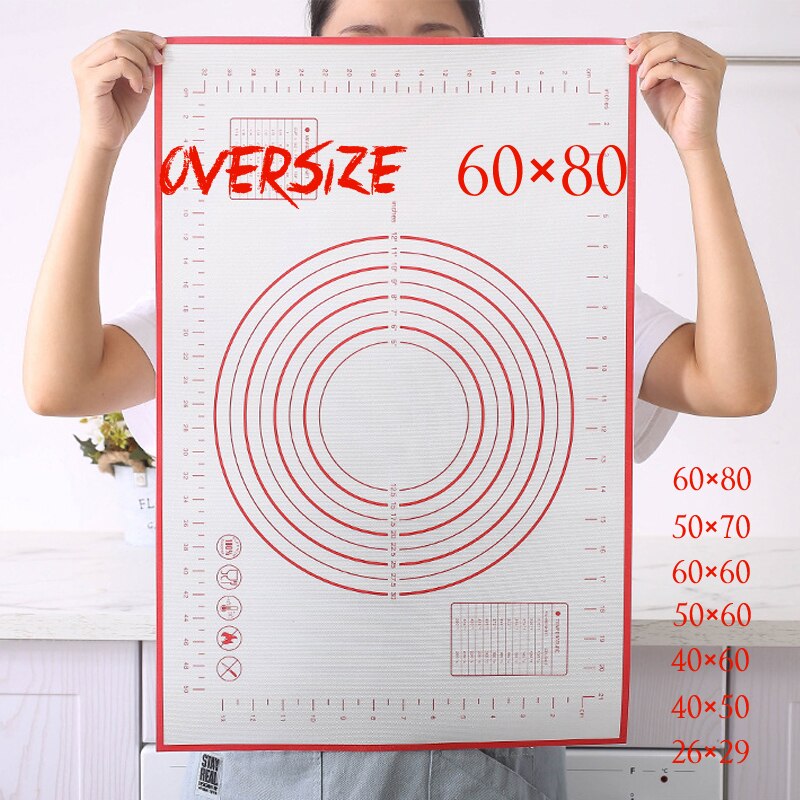 Silikonemåtte stort bagetilbehør bagværk bageri køkkenkagerulle til dej konfekture æltepude mastikplade
