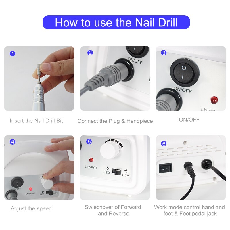 Perceuse à ongles électrique 35000RPM, fraise pour manucure et pédicure, en céramique, outil d'art des ongles