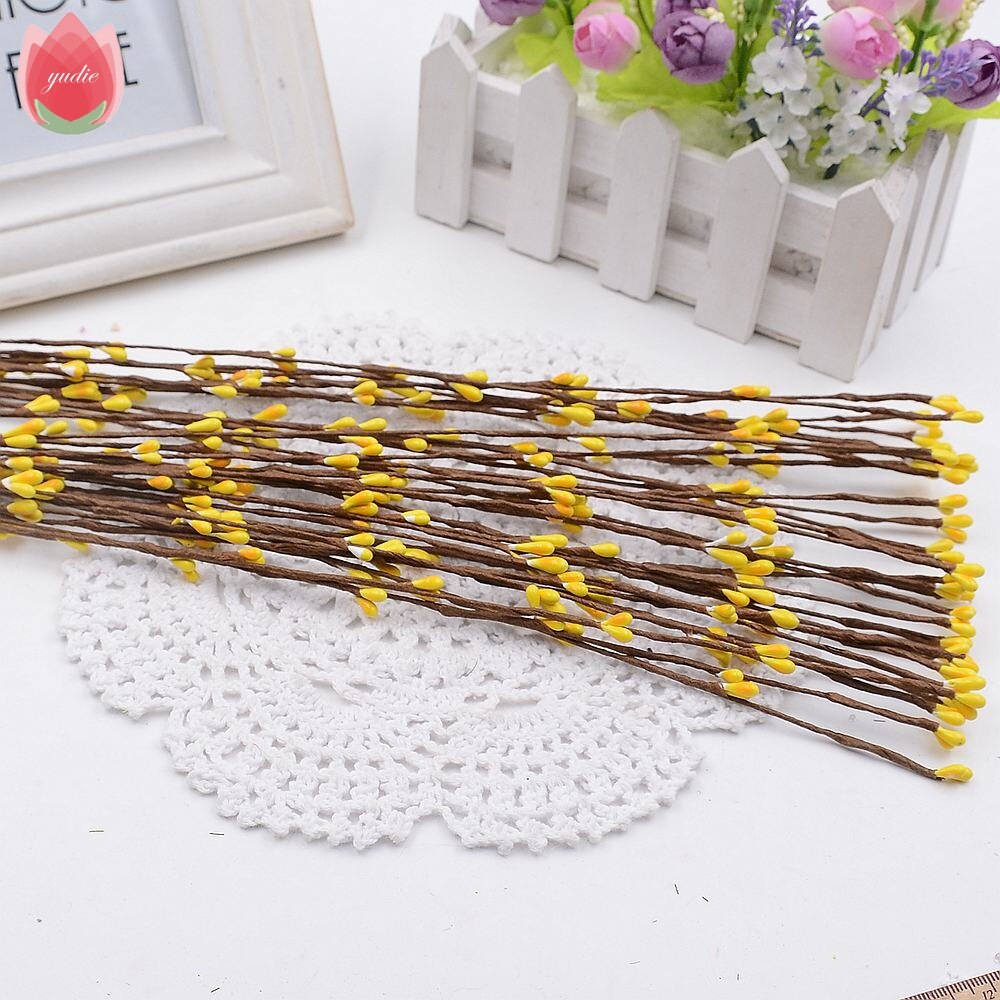 Billig 10 stk 40cm knop kunstige grene blomster jerntråd kviste til bryllup dekoration gør det selv scrapbog håndlavede krans blomster