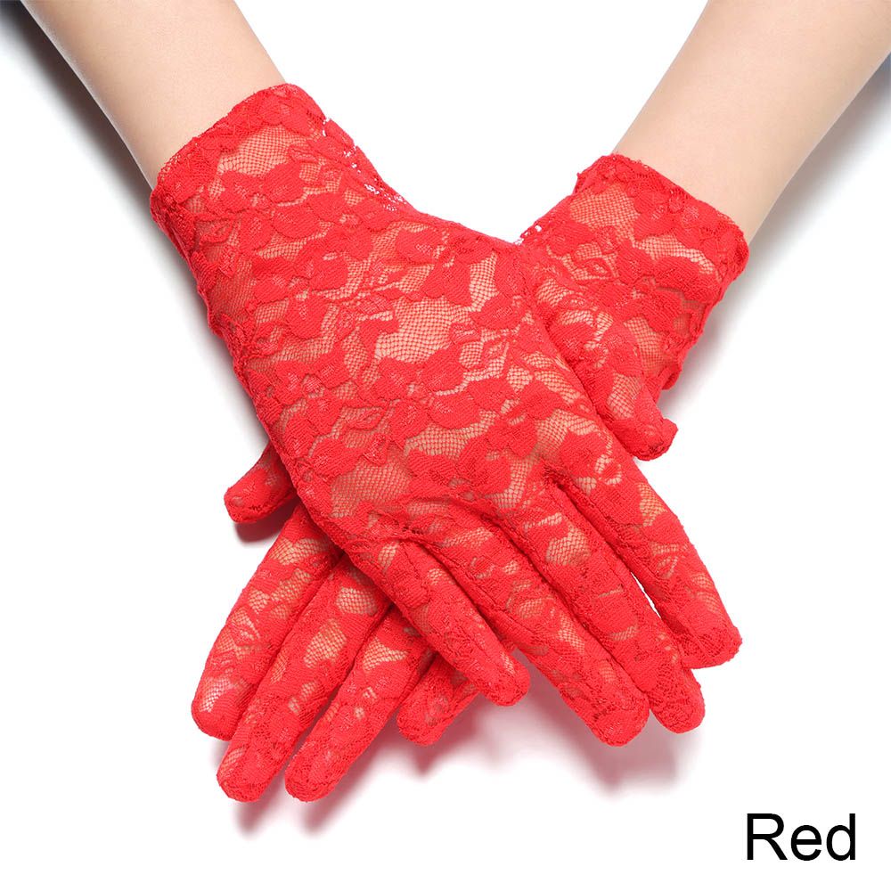 Moda feminina noiva rendas luvas de condução fina renda protetor solar feminino curto proteção uv goth festa oco-para fora luvas