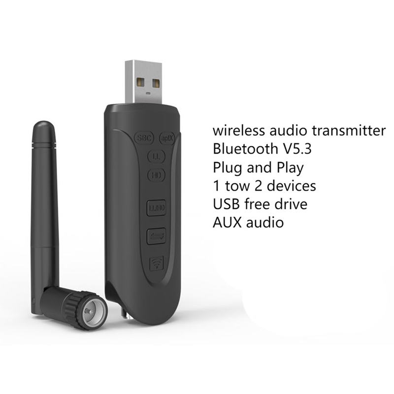Driver-Free USB Bluetooth 5.3 Audio Transmitter, for Game Console PS4/5, Computer,Compatible with Windows XP/7/8/10