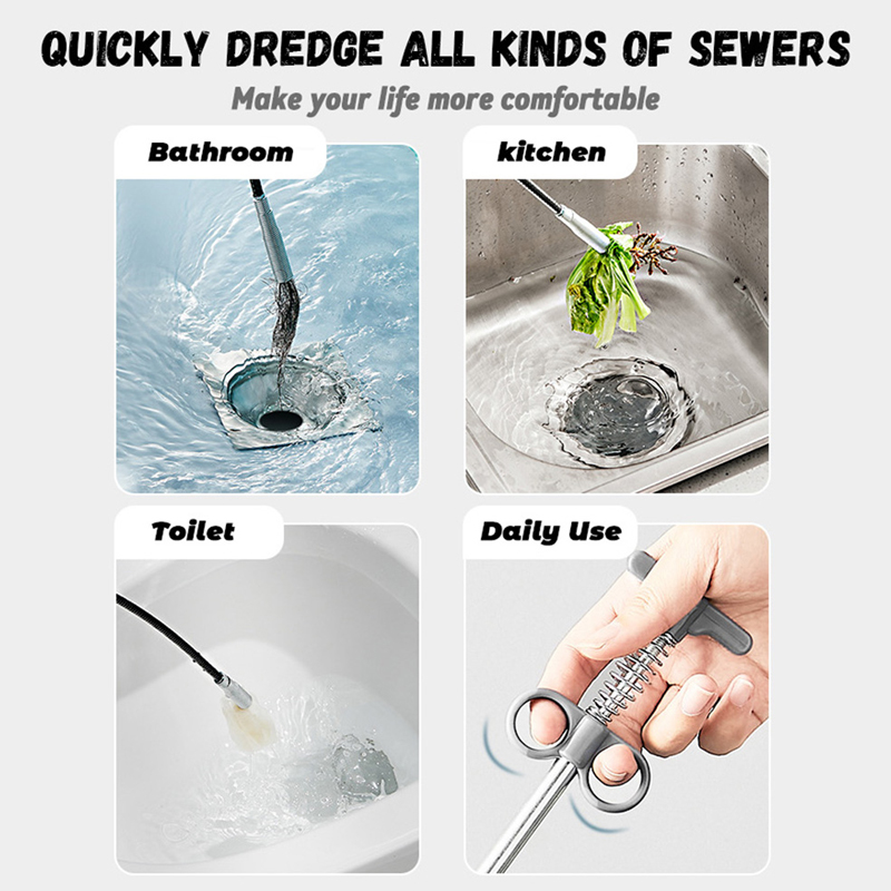 60/90/160CM Sewer Pipe Unblocker Snake Spring Pipe Dredging device Tool Kitchen Bathroom Hair Sewer Sink Pipeline Cleaning Tools