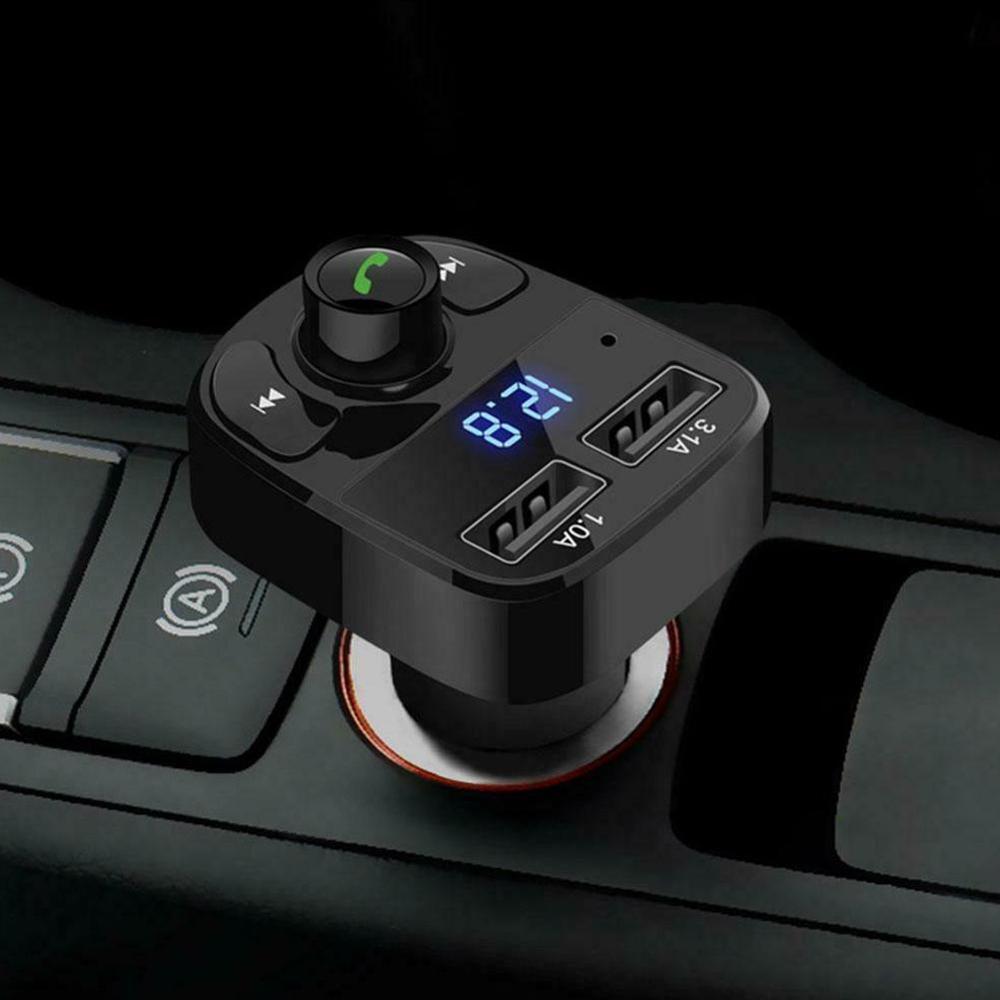 Bluetooth Wagen Bausatz Freisprechen FM Sender Auto Bluetoooth V 5,0 Auto MP3 Spieler 2,4 EINE Schnell Ladung USB Auto ladegerät