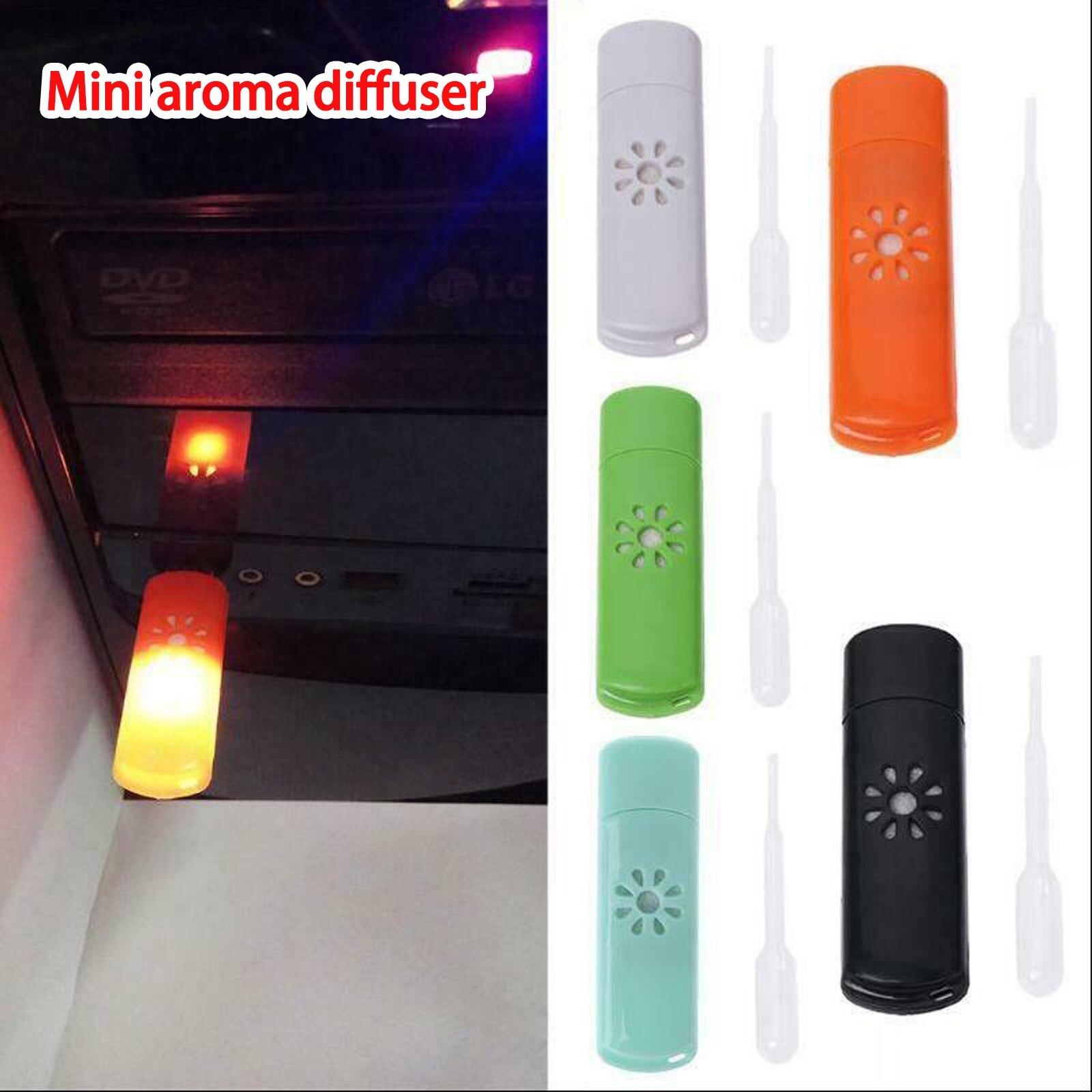 USB LED Car Aromatherapy Diffuser Mini Aroma Essential Oil Humidifier Without Essential Oil Air Freshener Interior Accessories