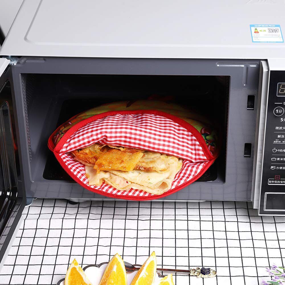 30cm Warmer Pouch Microwave Oven Lunch Bag Tortilla Warmer Insulated Safe Cotton Fabric Pouch, Food Warmer Holde Durable Baskets