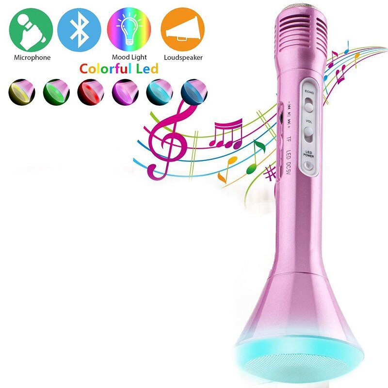 Karaokemikrofon for barn, barnemikrofon bluetooth med høyttaler trådløst ekko barn karaoke mikrofon bærbar trådløs sang ma