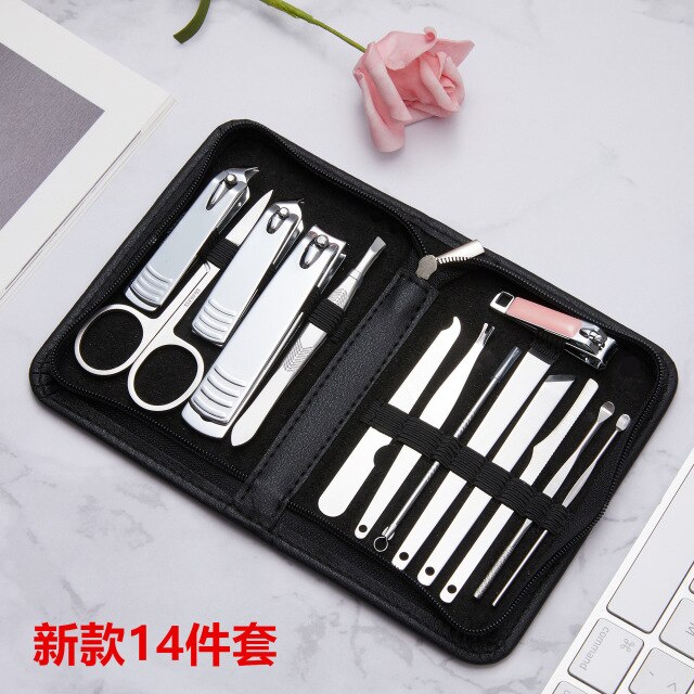 Op Mode 20pcs Nagelknipper Set Nail Art Beauty Tools Nail Schaar Sikkel Eagle Haak Pedicure & Menicure Tweezer nagels Kit: ZJQ-14-Black