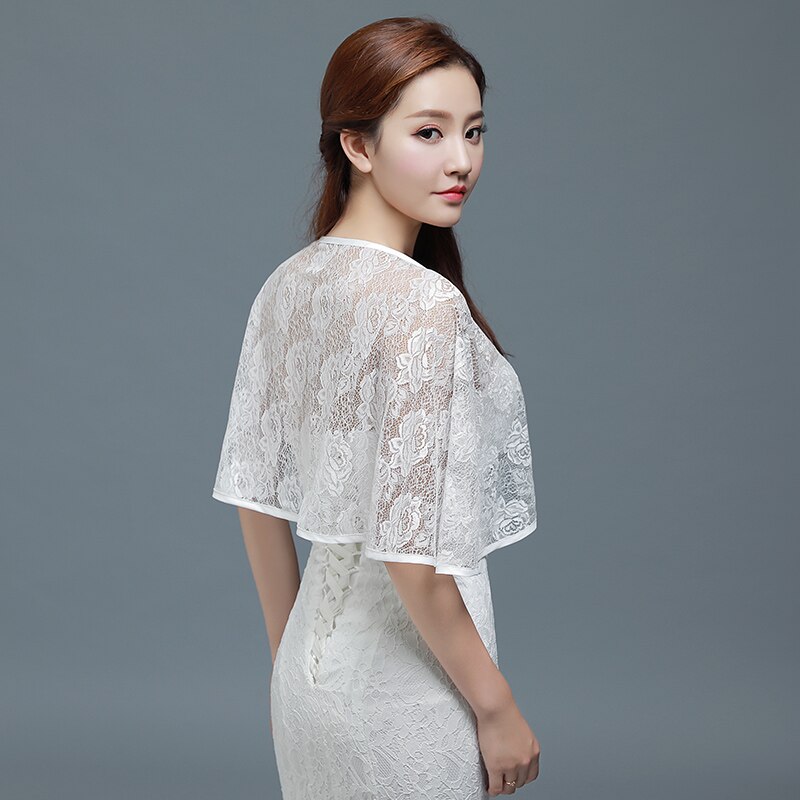 Boléro dentelle blanche Femme Cape rouge pour robe de soirée boléro nuptiale Mariage 8 couleurs haussement d'épaules pour femmes châles accessoires de Mariage