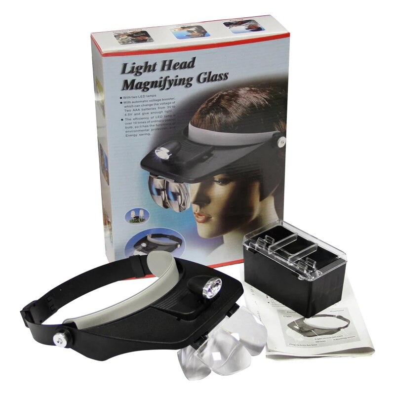 Bijenteelt Enten Tool Vergrootglas LED Licht Verrekijker Hoofd Vergrootglas met 4 Lens, High Definition Vergrootglas voor Multifunctionele