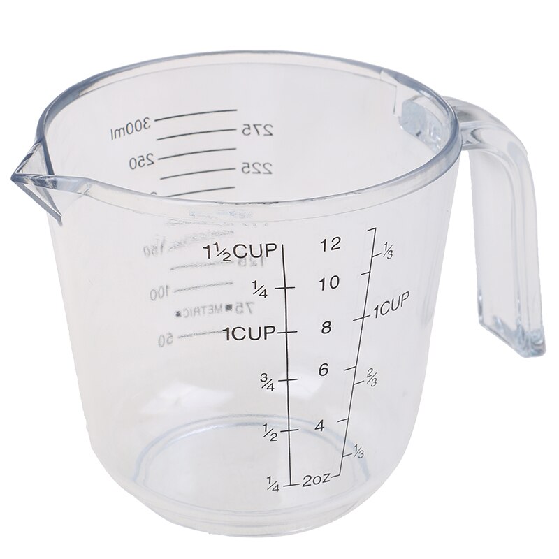 Jarra medidora de plástico de 300ml para superficie, suministros de herramientas de cocina, taza de con graduada: Transparente