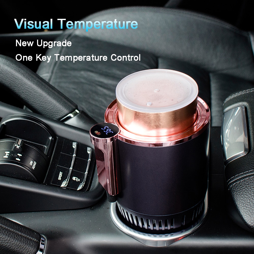Dc 12v varmere køligere smart bil kop bil opvarmning kølekop 2- i -1 bil kontor kop krus holder køling drikkevarer rejser drikke dåser