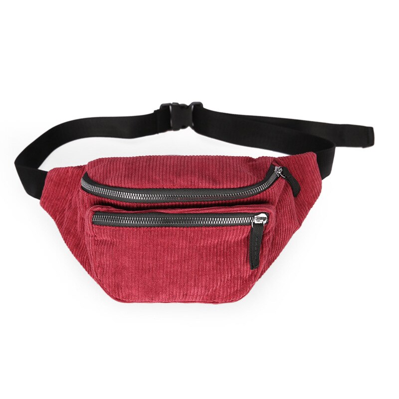 Lerret midjeveske unisex glidelås brystveske street sport casuale fanny pack jente gutt midje belteposer telefon midje packb 90: Rød midjeveske